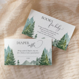 Winter Forest Diaper Raffles, Bücher für Baby Card Begleitkarte