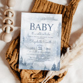 Winter Forest Dusty Blue Baby Shower Einladung