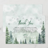 Winter Forest Gender Neutral Baby Shower Dankeskarte (Vorne/Hinten)