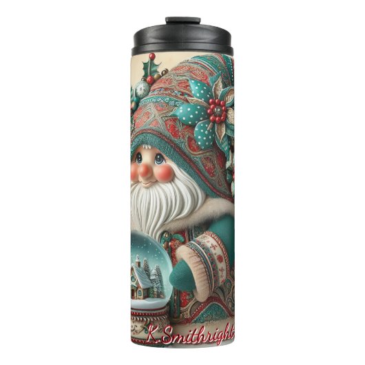 Winter Forest Gnome mit befeuchteter Globe Thermosbecher (Vorderseite)