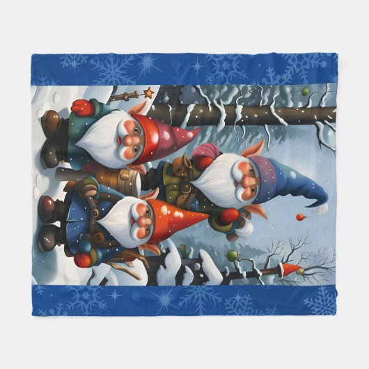 Winter Forest Gnomes Fleecedecke (Vorderseite (Horizontal))