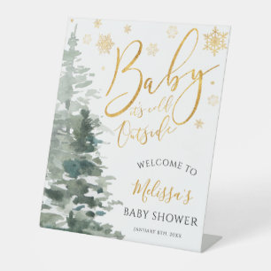 Winter Forest Gold Baby Dusche Willkommen Sockelschild