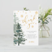 Winter Forest Gold Es ist kalt draußen flach Dankeskarte (Stehend Vorderseite)