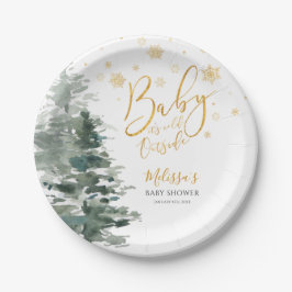 Winter Forest Gold Es ist kalte Outside Baby Dusch Pappteller