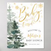 Winter Forest Gold Es ist kalte Outside Baby Dusch Poster (Vorne)