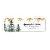 Winter Forest Gold Snowflake Address Label (Vorne)
