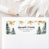 Winter Forest Gold Snowflake Address Label (Insitu)