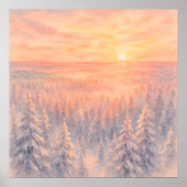 Winter Forest Landscape Sunset - Watercolor Style Poster (Vorne)