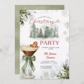 Winter Forest Martini Christmas Party Invite Einladung (Vorne/Hinten)