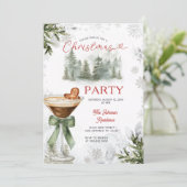 Winter Forest Martini Weihnachtsfeier Einladung (Stehend Vorderseite)