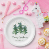 Winter Forest Merry Christmas Company Pappteller (Party)