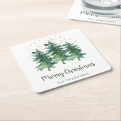 Winter Forest Merry Christmas Company Rechteckiger Pappuntersetzer (angewinkelt)