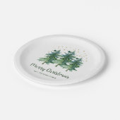 Winter Forest Merry Weihnachtsmann Papierplatte Pappteller (Schrägansicht)