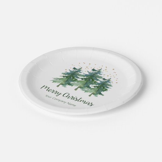 Winter Forest Merry Weihnachtsmann Papierplatte Pappteller (Schrägansicht)