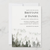 Winter Forest Modern Script Foto QR Code Hochzeit Einladung (Vorderseite)