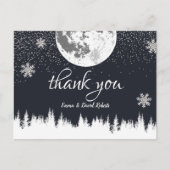 Winter Forest Moon & Snowflakes Hochzeit Danke Postkarte (Vorderseite)