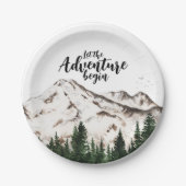 Winter Forest Mountains Adventure Baby Dusche Pappteller (Vorderseite)