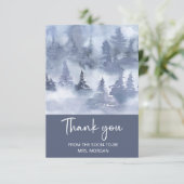Winter Forest Navy Blue Brautparty vielen Dank Karte (Stehend Vorderseite)