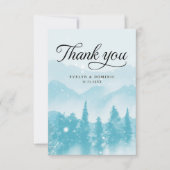 Winter Forest Pine Mountain Hochzeit modern Dankeskarte (Vorderseite)