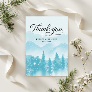 Winter Forest Pine Mountain Hochzeit modern Dankeskarte