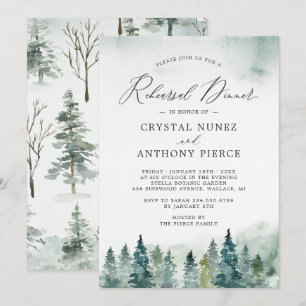 Winter Forest Pine Trees Hochzeit Probe Dinner Einladung
