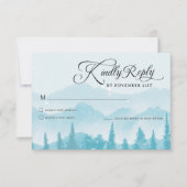 Winter Forest Pine Trees Mountain Wedding RSVP (Vorderseite)