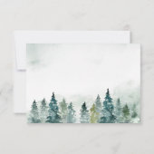 Winter Forest Pine Trees Wedding RSVP Card Karte (Rückseite)