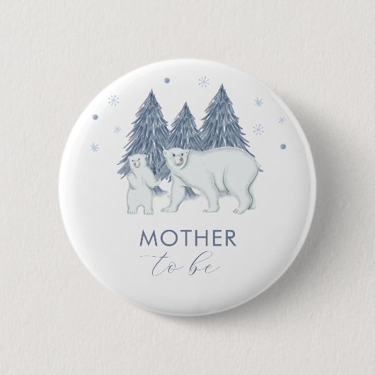 Winter Forest Polar Bear Mother To Be Baby Shower  Button (Vorderseite)