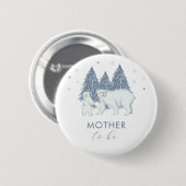 Winter Forest Polar Bear Mother To Be Baby Shower  Button (Vorne & Hinten)