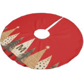 Winter Forest Red Monogram Polyester Weihnachtsbaumdecke (Schrägansicht)