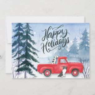 Winter Forest Red Truck Dog Corporate Business Feiertagskarte