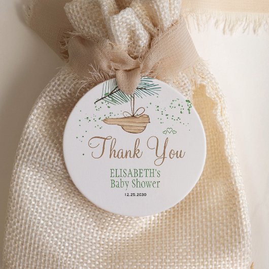Winter forest rustic baby shower thank you favor runder aufkleber