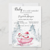 Winter Forest Sleight Santa Claus Babydusche Einladung (Vorderseite)