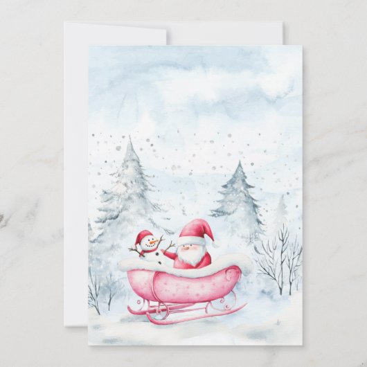 Winter Forest Sleight Santa Claus Babydusche Einladung (Rückseite)