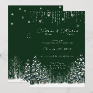 Winter Forest Snow Pine Trees Hochzeit Einladung