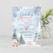 Winter Forest Snowflake Weihnachtsgeschlecht offen Einladung (Stehend Vorderseite)