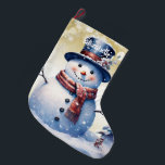 Winter Forest Snowman | Gold<br><div class="desc">Fügen Sie Ihrem Kaminmantel in dieser Ferienzeit eine festliche Touch mit einem Winterwald Snowman Weihnachts-Strumpf hinzu. Im Strumpf Design finden Sie einen niedlichen Schneemann in einem bezaubernden Top-Hut und Schal stehend in einer Winterwaldszene mit fallendem Schnee und einem Raum, den Sie für Ihre Personalisierung hinzufügen können. Mit diesem Design sind...</div>