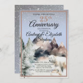 Winter Forest Watercolor Anniversary Invitation Einladung (Vorne/Hinten)