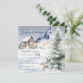 Winter Forest Watercolor Birthday Flat Card (Stehend Vorderseite)