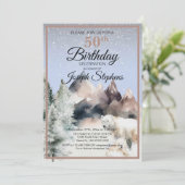 Winter Forest Watercolor Birthday Invitation Einladung (Stehend Vorderseite)