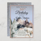 Winter Forest Watercolor Birthday Invitation Einladung (Vorne/Hinten)
