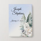 Winter Forest Watercolor Button (Vorderseite)