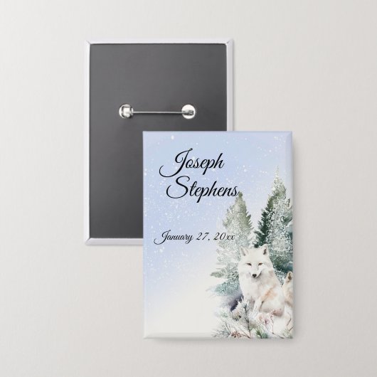 Winter Forest Watercolor Button (Vorderseite/Rückseite)