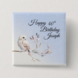 Winter Forest Watercolor Button