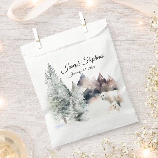 Winter Forest Watercolor Favor Bags Geschenktütchen (Ausgeschnitten)