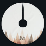 Winter Forest Watercolor Monogram Polyester Weihnachtsbaumdecke<br><div class="desc">Dieser neutrale Monogram Weihnachtsrock weist ein festlich immergrünes Aquarellwinterdesign auf neutralem Hintergrund auf. Einfache Anpassung mit der Personalisierungsfunktion.</div>