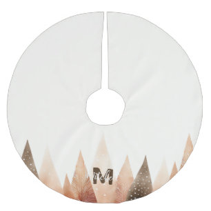 Winter Forest Watercolor Monogram Polyester Weihnachtsbaumdecke