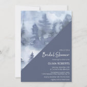 Winter Forest Watercolor Navy Blue Brautparty Einladung (Vorderseite)