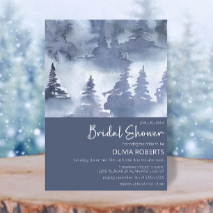 Winter Forest Watercolor Navy Blue Brautparty Einladung