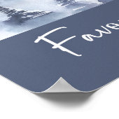 Winter Forest Watercolor Navy Blue Favoriten Poster (Ecke)
